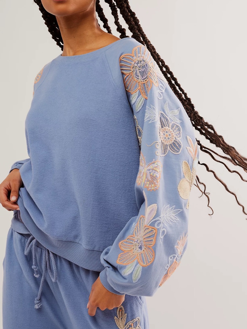 Free People In Bloom Embroidered Pullover Sweatshirt Women’s - Size Medium